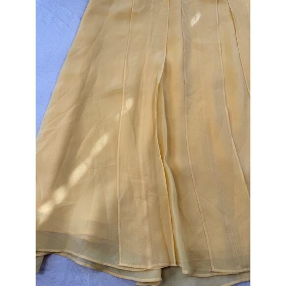 TALBOTS Vintage 100% Pure Silk Sleeveless Pleated Dress Yellow Size 10  - Picture 8 of 16
